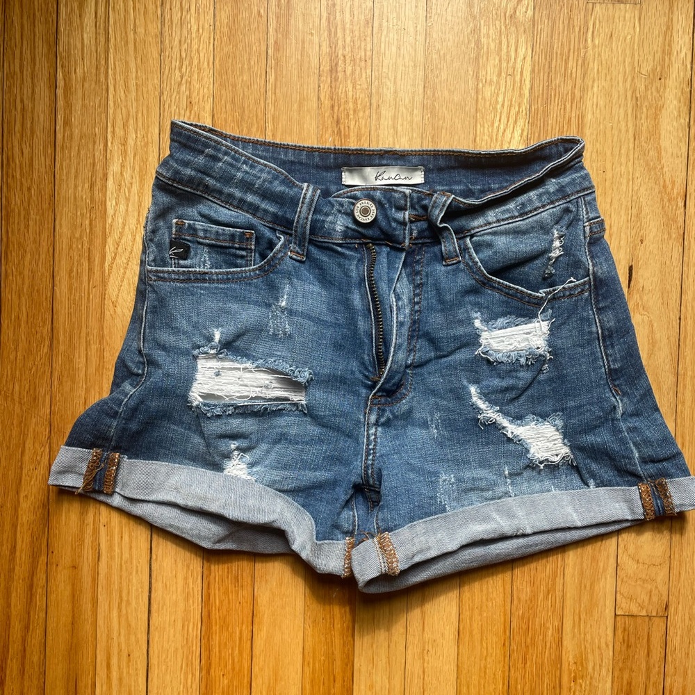 KanCan Distressed Medium Wash Jean Shorts